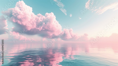 soft pastel clouds drifting over tranquil waters with copy space