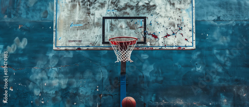 a basketball hoop with a vintage wall