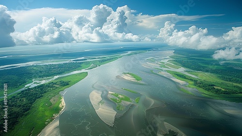 Above the Amazon River mouth, vast sediment patterns, dynamic waters , Ideogram