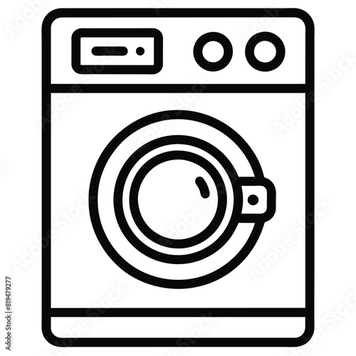 Washing machine line icon, plumbing service and household appliance, washer vector icon vector