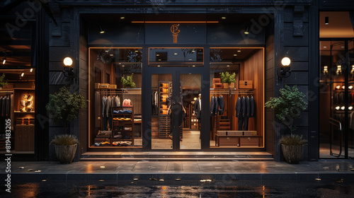 Exterior of a stylish men's wear boutique, inviting discerning shoppers.
