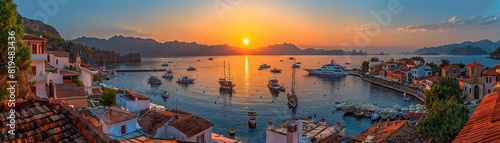 Enjoying the breathtaking sunset over Kas, Turkey, with the old town and marina in view from a high vantage point