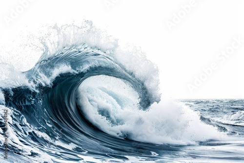 Realistic photograph of a complete Wave Energy,solid stark white background, focused lighting