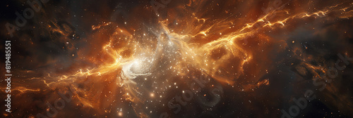 amazing nebula in space, orange and yellow light, generative AI