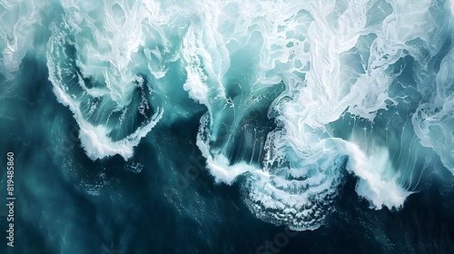 Mesmerizing Tidal Energy Watercolor Seascape from Above Showcasing Harmony of Nature and Technology