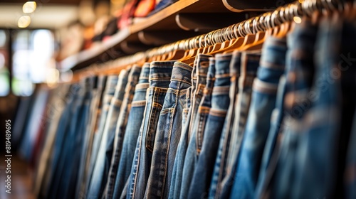 Close up of jeans on a rack generate AI