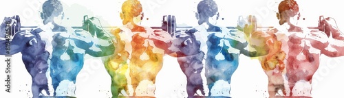 Weightlifting arms and back flat design front view anatomy theme water color Analogous Color Scheme