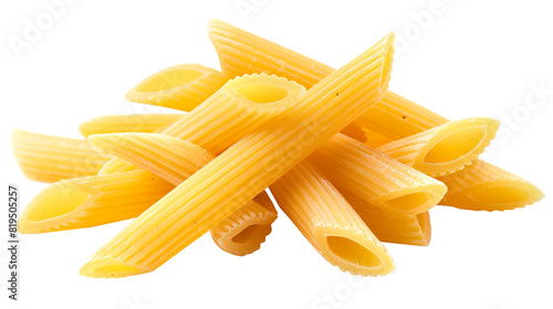 Penne plain fresh pasta isolated on white background