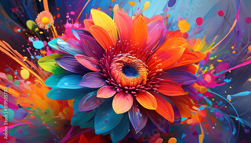 fiore colorato vernice schizzi colori quadro dipingere arte 
