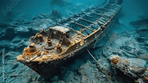 The skeletal structure of a ship, providing a habitat for marine creatures..stock image