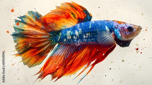 Vibrant and Dynamic Siamese Fighting Fish Portrait in Modern Impressionistic Style