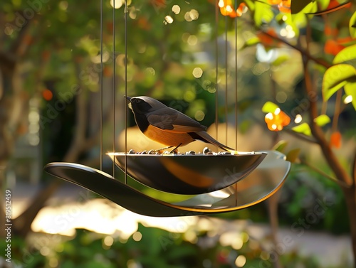 A bird feeder with a whimsical design, 3D render, playful colors, intricate details