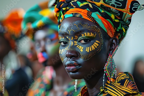 A lavish African fashion show with models representing strength and liberation
