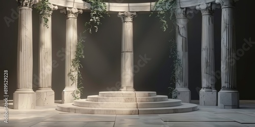 Background podium column 3d roman luxury Greek white ancient display product classic