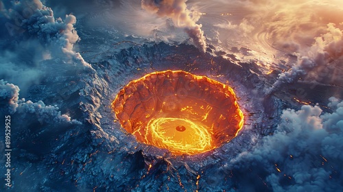 Explore the geometric symmetry of volcanic craters and calderas in your illustration