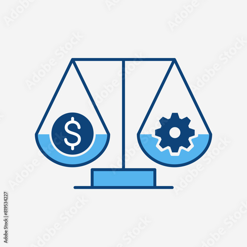 the salary is commensurate with the job icon, money gear scale illustration