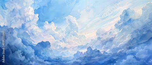 Stunning painting of a vibrant sky filled with expressive clouds and a serene atmosphere. Perfect for artistic themes and backgrounds.