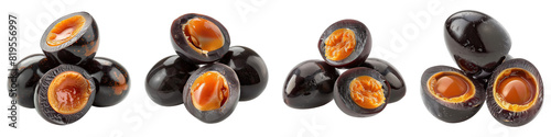 Century Eggs isolated on transparent png background. Generative ai