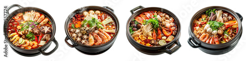 Chinese Hot Pot isolated on transparent png background. Generative ai