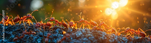 Ants in the backlight of the sun