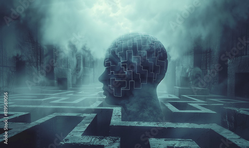 A conceptual image of a mind in a maze, symbolizing the complexity of mental illness. The image is a reminder of the complex nature of mental health issues