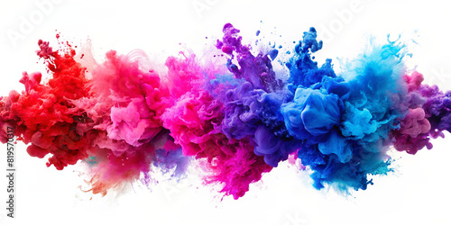 An electric blue and magenta pattern of colorful paint splashes on a white background, creating a vibrant and artistic display perfect for any event or visual arts project