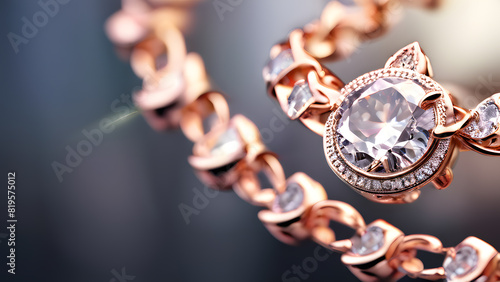 a rose gold bracelet with a diamond center