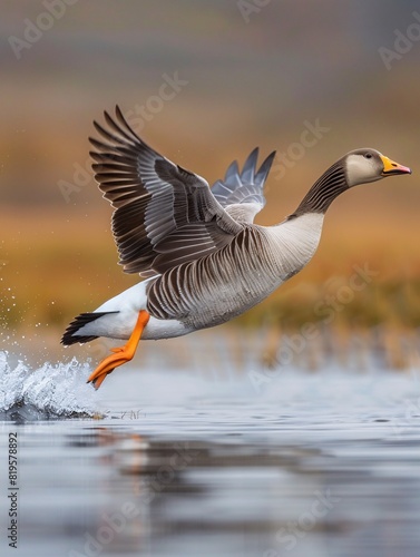 The Greylag goose is frequently found in the wetlands of Iceland's lowlands during breeding season.