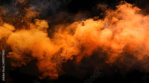 Radiant Orange Smoke Clouds Swirling Against a Dark Background