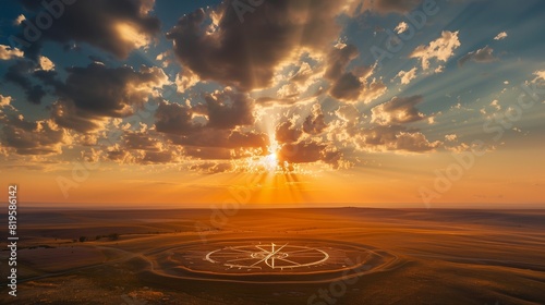 Sunny Saffron Stratus Clouds Creating a Giant Sundial Over a Historical Battlefield