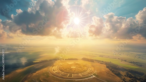 Sunny Saffron Stratus Clouds Creating a Giant Sundial Over a Historical Battlefield