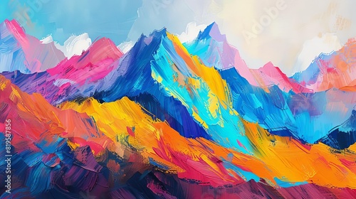 Portray the rugged terrain and jagged peaks of rainbow mountains in your artwork