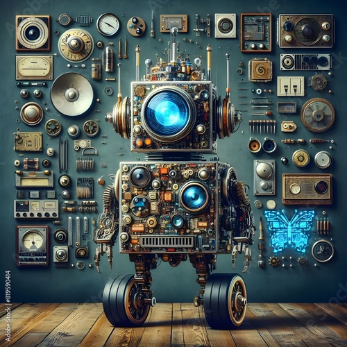 A captivating image of a vintage-inspired robot. 
