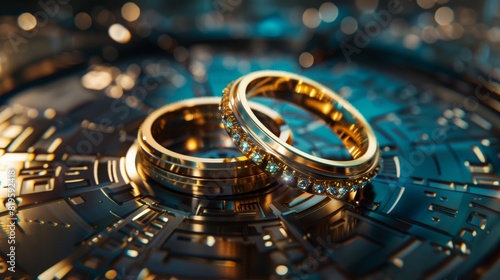 golden wedding rings with diamonds for a special day in life