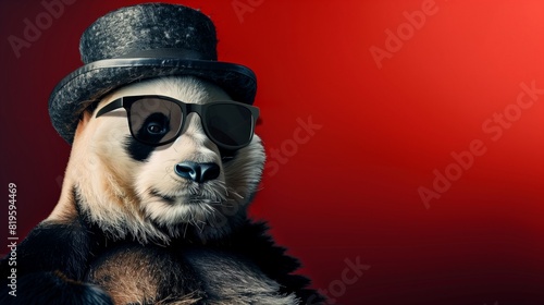 Dashing Panda in Shades and Bowler Hat, Space for Text Insertion