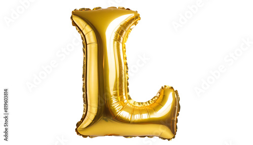 Realistic letter l made of golden balloon