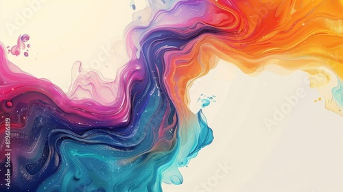 Fluid abstract design with swirling rainbow colors around the edges, central area left blank for text