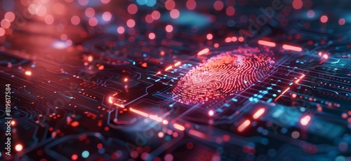 Fingerprint scan provides security access with biometrics identification. Futuristic Technology in smart business high efficiency using ai artificial intelligence