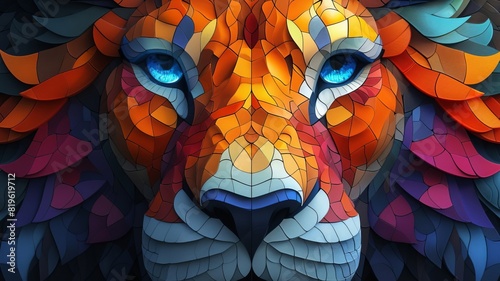 アート風カラフルなライオンの顔,Generative AI AI画像