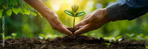 Photo realistic representation of Corporate partnerships for reforestation projects illustrating a dedication to environmental sustainability and ecosystem restoration through coll