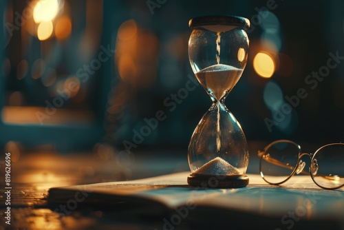 Time Symbol. Antique Hourglass with Countdown to Deadline in Business Management Concept
