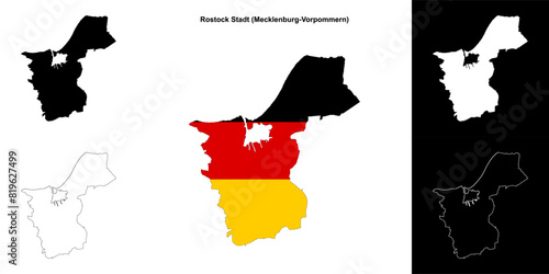 Rostock Stadt (Mecklenburg-Vorpommern) blank outline map set