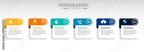 Infographic design business template with icons and 6 options or steps.