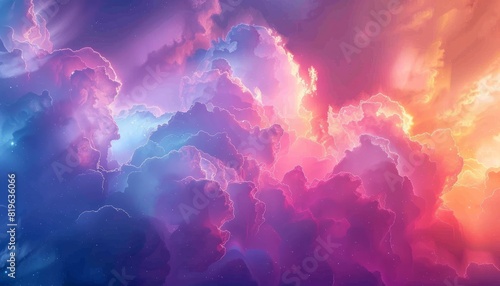 An abstract background featuring neon clouds, ideal for futuristic or dream-like digital artworks