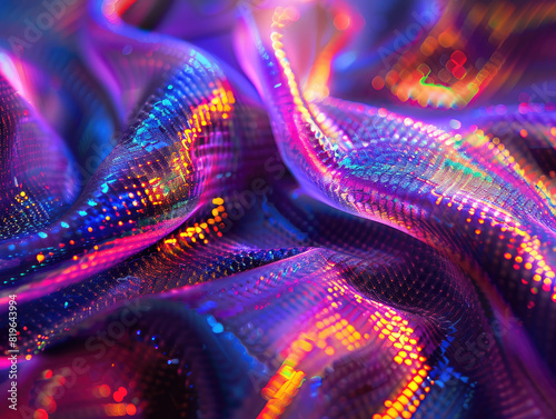Colorful and shiny fabric with pleats.