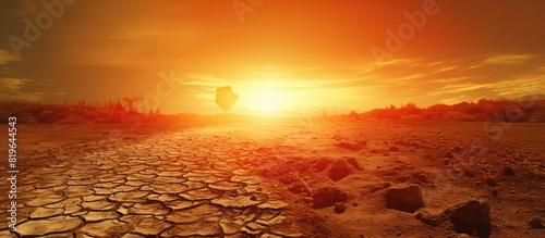 Scorching heatwave intensifies under the blazing sun due to climate change and global warming creating a severe impact on the environment. Copy space image. Place for adding text and design