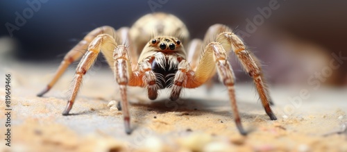 Close up image of a spider with copy space