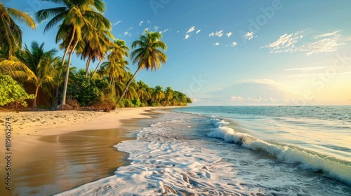 Picture yourself on a serene beach, surrounded by swaying palm trees and the gentle lapping of waves