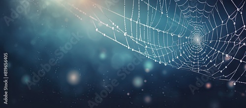 Spider on a web consuming its prey with a copy space image