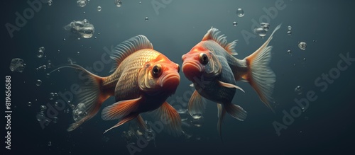 Two fish in front of a camera creating a delightful copy space image